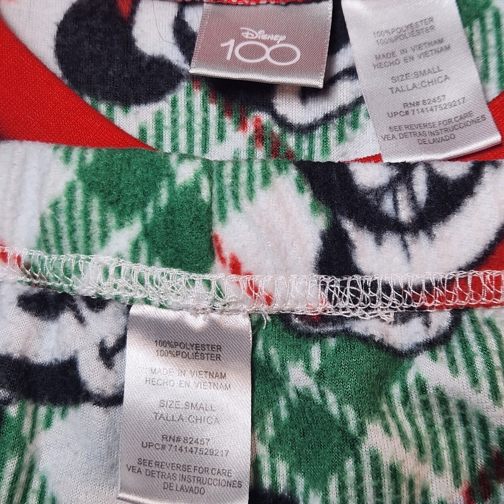 Disney Green Plaid Mickey Mouse Holiday Pajama Set with Red Trim - Picture 6 of 7